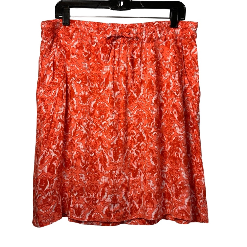 Eddie Bauer Women’s Coral & White Pull-On Tie Waist Skirt Pockets Size Medium